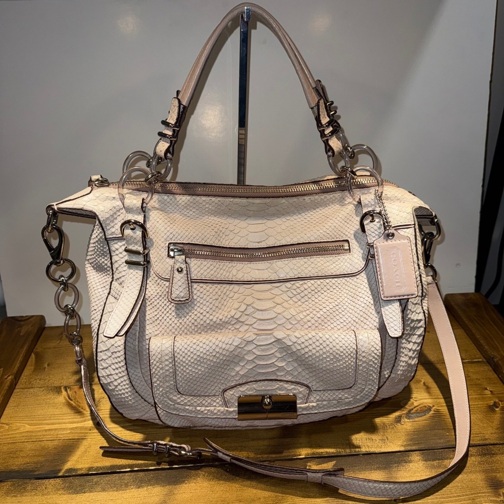 Coach Kristin Pinnacle Embossed Python Laila Satchel Crossbody 19342